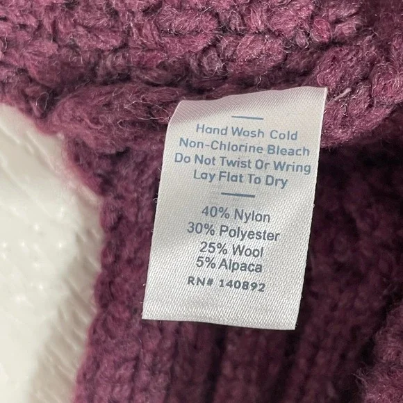 Marine Layer Julie‎ Turtleneck Sweater Burgundy Textured Knit Size Small FLAW - Picture 8 of 11